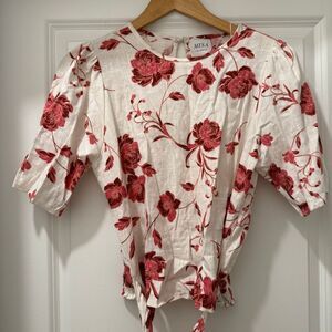 Misa Los Angeles Floral Blouse Tie Waist Size XS